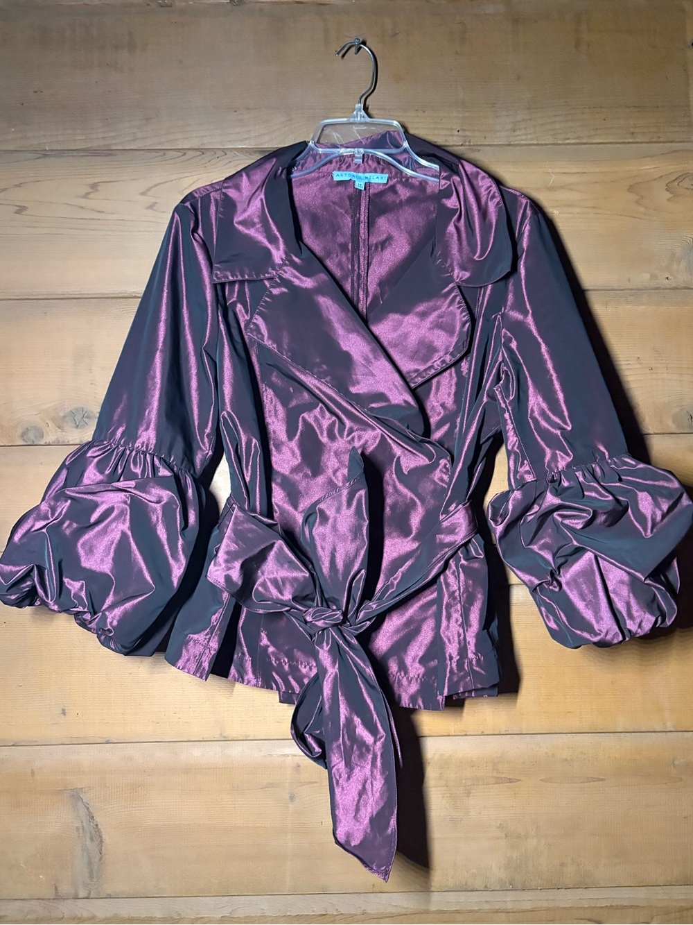 Antonio Melani Loraine Taffeta Purple Wrap Blouse Jacket Autumn Wedding Guest